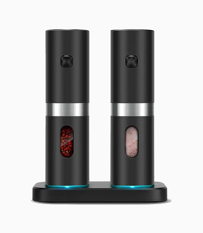 New Electric Pepper Grinder USB Rechargeable, Automatic Pepper and Salt Mill  Grinder with LED Light, Quick Charging Gr